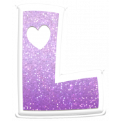 Love Letters Purple Ombre Glitter Cut-Out Puffy Sticker: Uppercase L