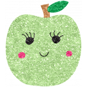 Cute Fruits Glitter Apple Green