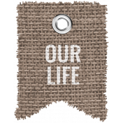 Burlap Word Tags Kit- our life
