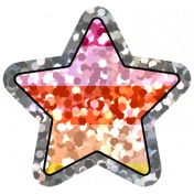 Good Life Aug 21_Star Shiny Sticker-Pink Orange