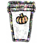 Thanksgiving Elements #2: Glitter Sticker- White Coffee Cup