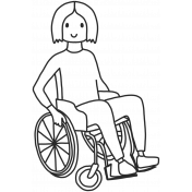 Draw it Kit #1 School kids- wheelchair kid 01 template