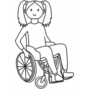 Draw it Kit #1 School kids- wheelchair kid 04 template