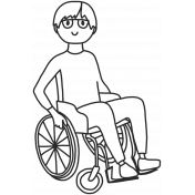 Draw it Kit #1 School kids- wheelchair kid 07 template
