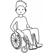 Draw it Kit #1 School kids- wheelchair kid 08 template