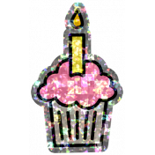 GL22 June Birthday Shiny Sticker Cupcake