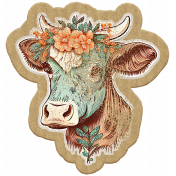 The Good Life: March & April 2023 Mixed Media Cardboard Sticker Cow
