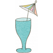 Summer Day- Blue Drink with Parasol