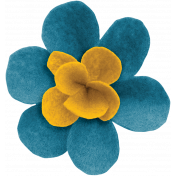 Woodland Winter- Blue & Yellow Felt Flower