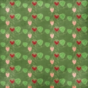 Strawberry Fields- Green Strawberry Doodle Paper