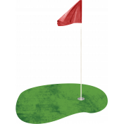 Golf Green with Flag and Hole