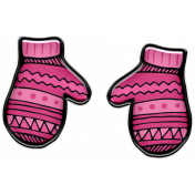 Winter Puffy Sticker Pink Mittens