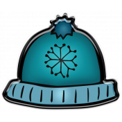 Winter Puffy Sticker Blue Snowflake Hat