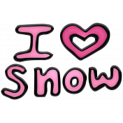 Winter Puffy Sticker Pink I Love Snow