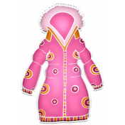 Winter White Puffy Sticker Pink And Orange Coat