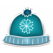 Winter White Puffy Sticker Blue Snowflake Hat