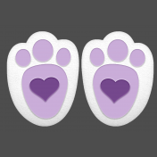 Easter Bunny Heart Footprints Element Purple