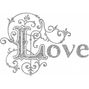 Love Silver Glitter Word-art