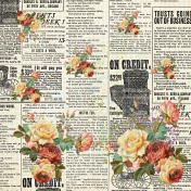 Newsprint Roses Paper