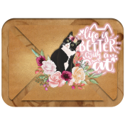 Coffee Stained Envelope with Cat Cluster & Word art