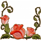 Embroidered Orange Rose Vine