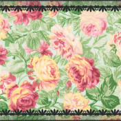 Roses Fabric & Lace Bordered Paper