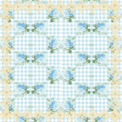 Blue Checks & Roses Paper with Lace Border