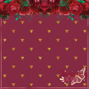 Red Roses & Butterfly Word Art Background Paper