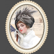 Vintage Lady in Oval Pearl Frame 3
