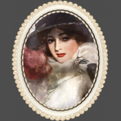Vintage Lady in Oval Pearl Frame 5 
