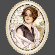 Vintage Lady in Oval Pearl Frame- 8