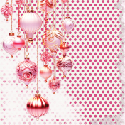 Red Spots & Xmas Ornaments Background