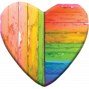 Large Wooden Heart- Broken, Faded, Peeling Rainbow Paint