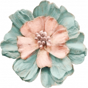 Pixel Scrapper Digital Element; light blue & peach paper flower