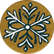 Flurries Olive Green Snowflake Round Sticker