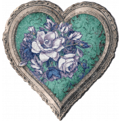 Vintage Blooms Sticker 01 Rose Heart