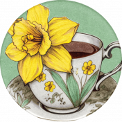 Afternoon Daffodil Extra round sticker teacup