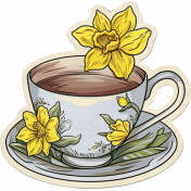 Afternoon Daffodil Extra vintage sticker teacup