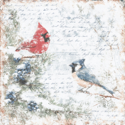 Winter Woods Artsy Birds Paper