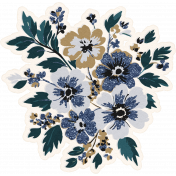 Evergreen Glitter Flower Sticker