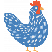 Countryside Blue Chicken Illustration