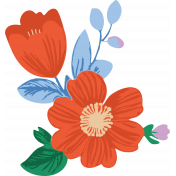 Countryside Red Flowers Illustration 
