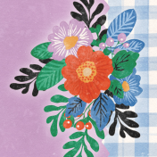 Countryside Flowers on Gingham Journal Card 4x4