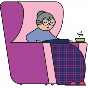 Sick In Couch Grandma Illustration