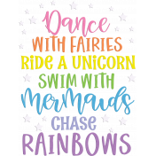 Rainbows Dance with Fairies Word Art