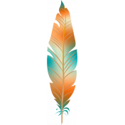 Turquoise Orange Feather No outline