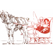 Christmastide Horse and Sleigh Outline Element