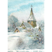 Vintage Winter Snowy Church Landscape Element