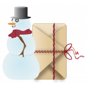 Vintage Winter Snowman and Package Element