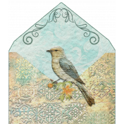 Envelope Patterned Design Bird Themed Vntage Style Element
